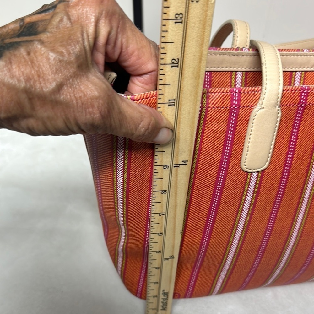 Coach Legacy Red and Cream Striped Tote - Picture 10 of 16